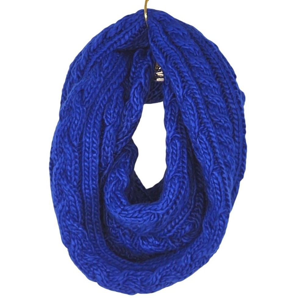 American Eagle Outfitters Cable Knit Infinity Scarf Royal Blue Wool Blend EUC